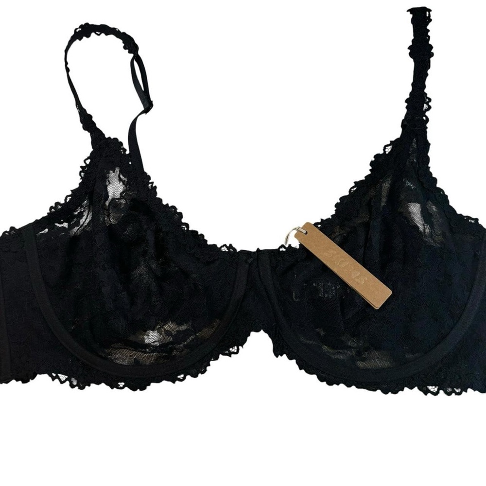 NWT SKIMS Stretch Lace Intimates Underwire Scoop Bra in onyx Size 44D